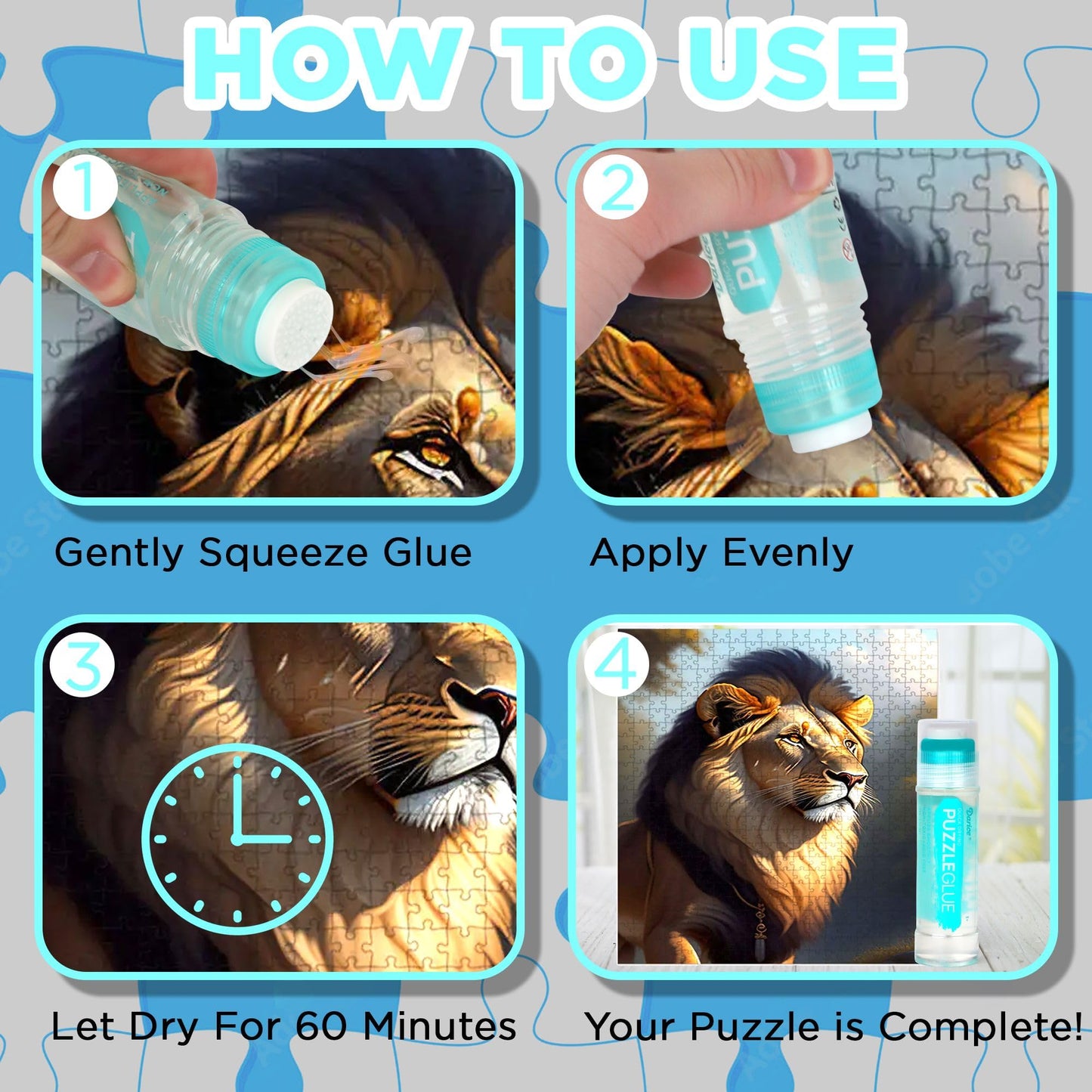 Darice Jigsaw Puzzle Glue Clear, Easy-On Applicator Head, Quick-Drying Pack Of 2 Non-Toxic Jigsaw Puzzle Saver Glue For 1000/1500/3000 Piece Puzzles - 130Ml X2 Bottle