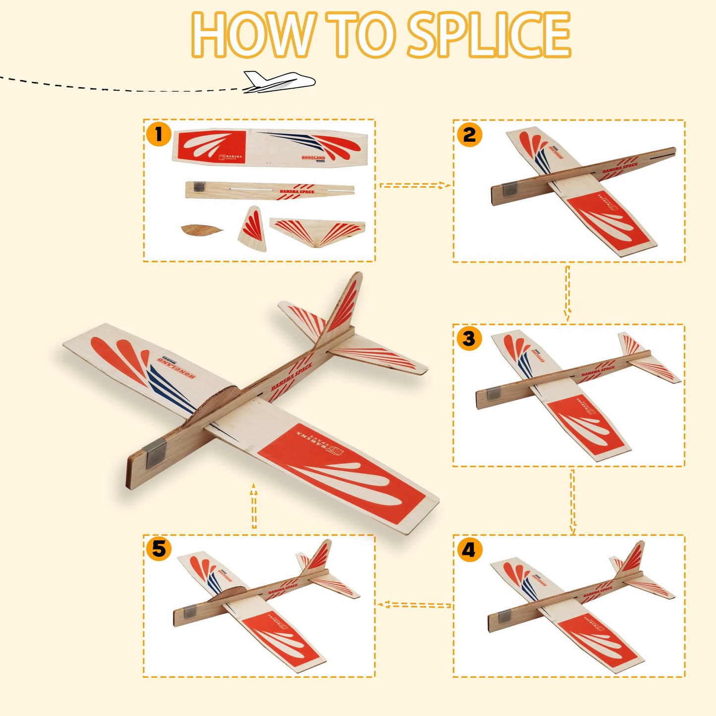 Set Of 5 Balsa Wood Airplane Gliders For Kids,Balsa Wood Flying Model Airplane Kits Plane Party Favors,Balsa Flying Toys Airplan