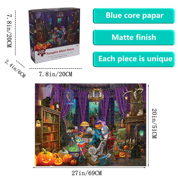 Halloween Fright Night 500 Pieces Jigsaw Puzzles For Adults,27'' X20'' Large Puzzle Halloween Decoration For Family Party Holida