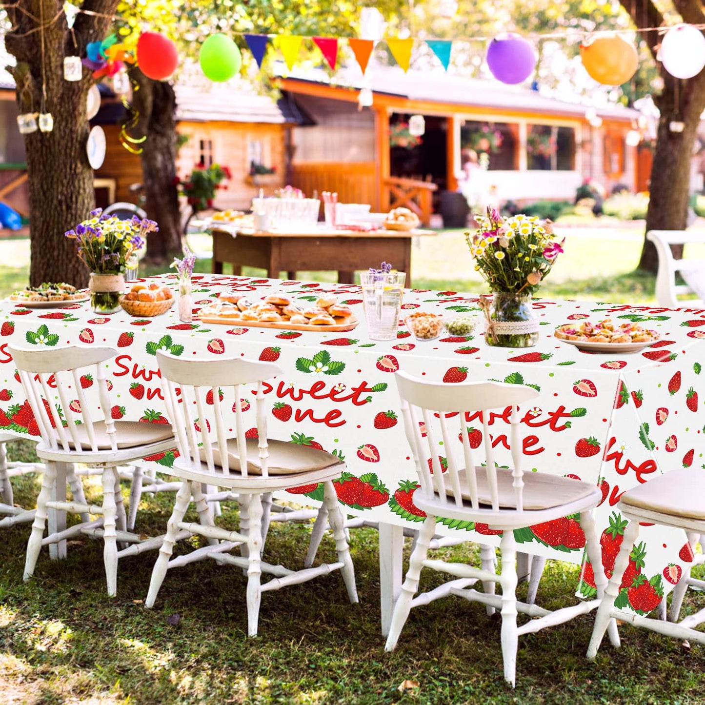 4 Pack Strawberry Tablecloth 51 X 86 Inch Strawberry Tablecloth Strawberry Party Tablecloth Strawberry Birthday Party Table Clot
