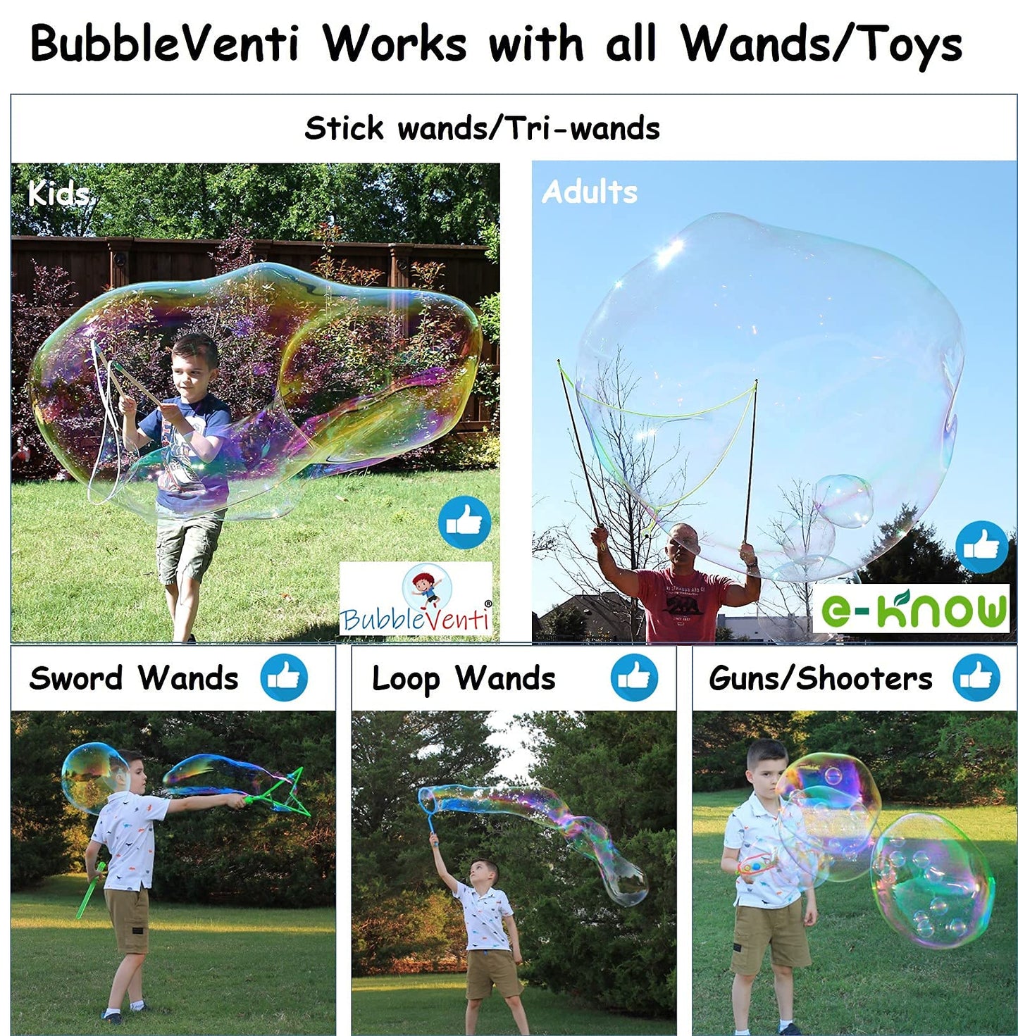 Bubbleventi Giant Bubble Mix | Made in USA |100% Vegan Non-Toxic Powder Makes 10 Gallons of enhanced Big Bubble Solution for kids STEM fun | Use in Bubble Wands + Machines
