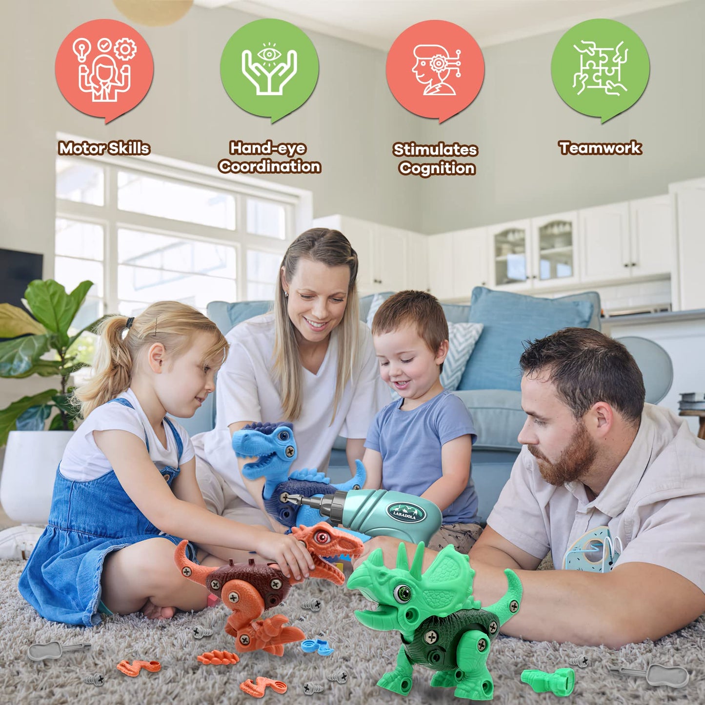 Laradola Dinosaur Toys for 3 4 5 6 7 8 Year Old Boys, Take Apart Dinosaur Toys for Kids 3-5 5-7 STEM Construction Building Kids