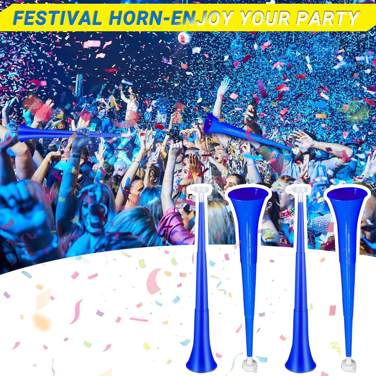 Collapsible Stadium Horn 24 Inch Vuvuzela Plastic Trumpet Horn Blow Horn Noisemakers Loud Sound Soccer Horn Cheer Horn For Sport