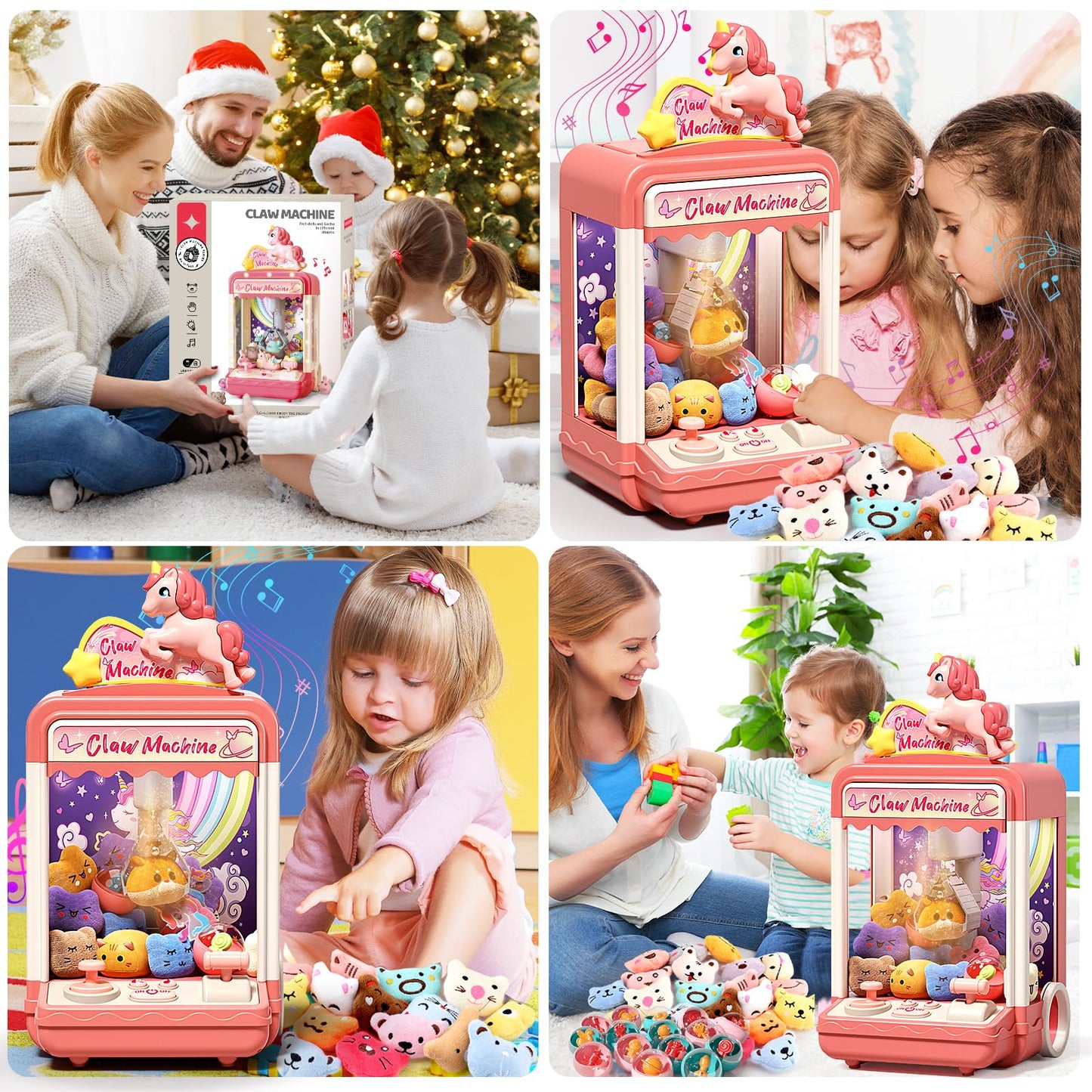 Aiqi 35 PCS Kids Claw Machine, Mini Candy Vending Grabber, Prize Dispenser Toys for Girls and Boys, Electronic Claw Game Machine