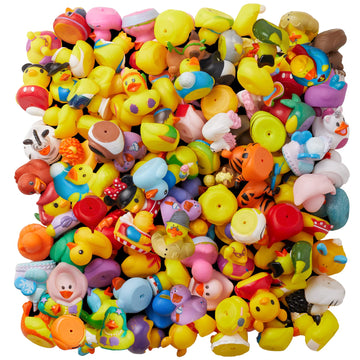Valenlyra 200 Pack Rubber Duck For Jeeps Ducking - 2' Bulk Floater Duck For Kids - Baby Bath Toy Assortment - Party Favors, Birthdays, Bath Time, And More (100 Varieties)