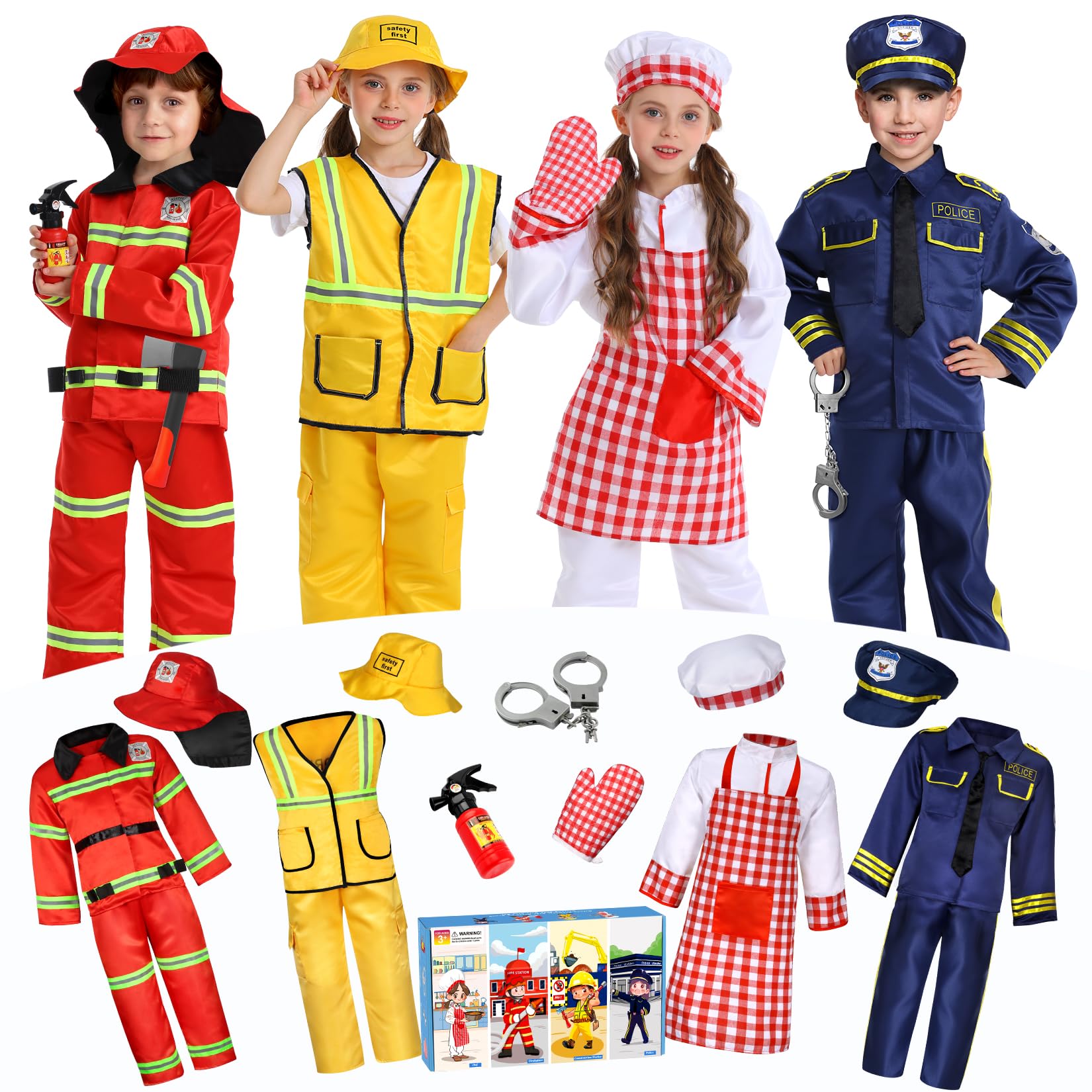14Pcs Toddler Dress Up Clothes,Boys Dress Up Costumes For Play,Kids Dress Up Set With Firefighter,Construction Worker,Chef,Police Costume,Toddler Boy 14Pcs Toddler Dress Up Clothes,Boys Dress Up Costumes For Play,Kids Dress Up Set With Firefighter,Construction Worker,Chef,Police Costume,Toddler Boy