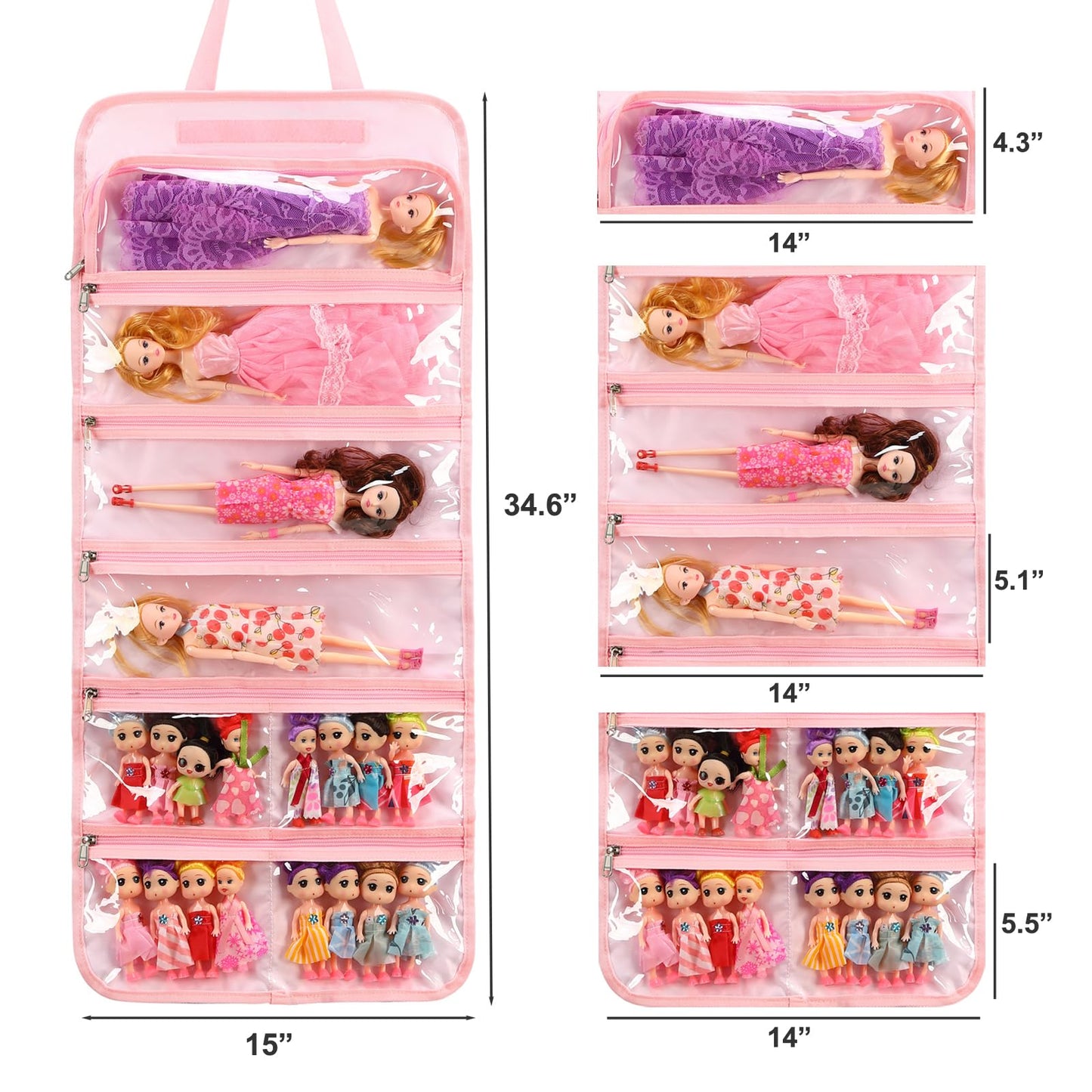 Jianya Dolls Storage Bag Toys Display Carrying Storage Organizer Clear View Compatible With All Surprise Dolls Small Toy, Rose P
