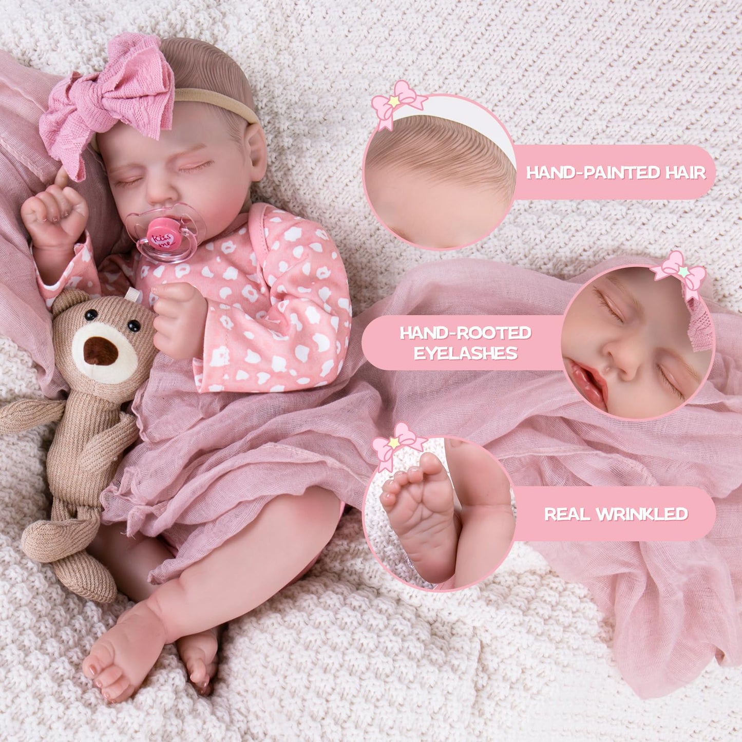 Aori Lifelike Reborn Baby Dolls Real Life Realistic Baby Dolls 20 '' Sleeping Newborn Baby Girl With Pink Clothes Set