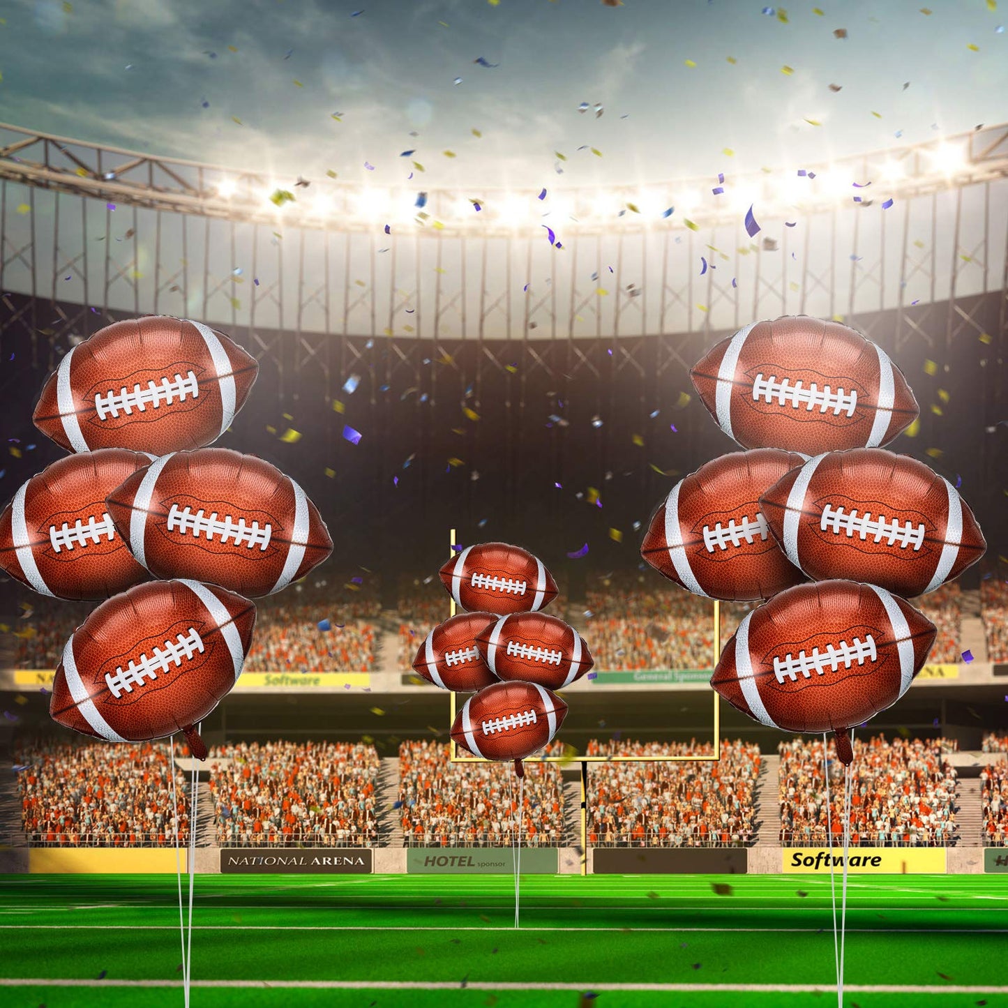 Football Balloons Football Party Balloons Football Shaped Aluminum Foil Balloons For Sport Themed Football Themed Birthday Party Decor, 26 Inch(8 Pieces)