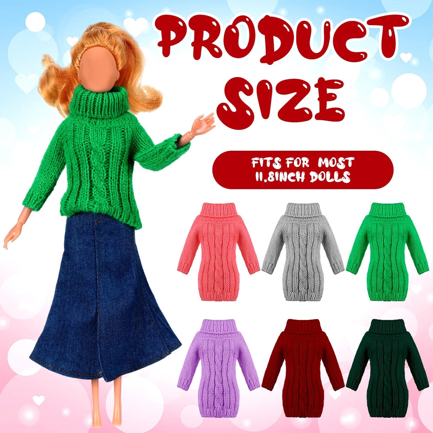 Fourluoo 6 Pcs Doll Clothes 11.8 Inch Doll Accessories Clothes Sweater Set Knitted Clothing For Doll Dress Up For Party Birthday