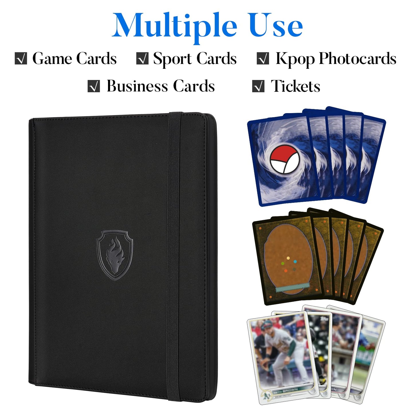 enhanced 9 Pocket Card Binder for 540 Cards Fabmaker PU Cover Trading Card Binder Sturdy Card Collection Album Sleek Card Holder Folders for YuGiOh MTG TCG Game Cards & Sports Cards Purple