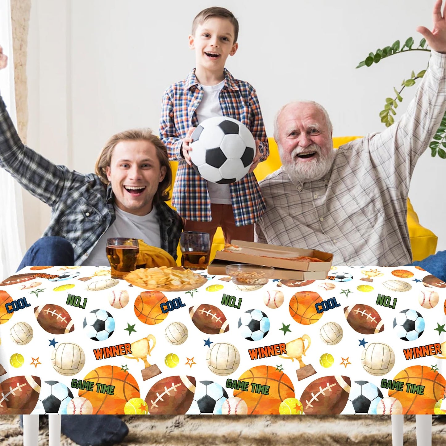 Pymurod Sports Birthday Party Decorations-3Pcs Sports Table Cloths Soccer Basketball Table Cover Baseball Football Tablecloth Fo
