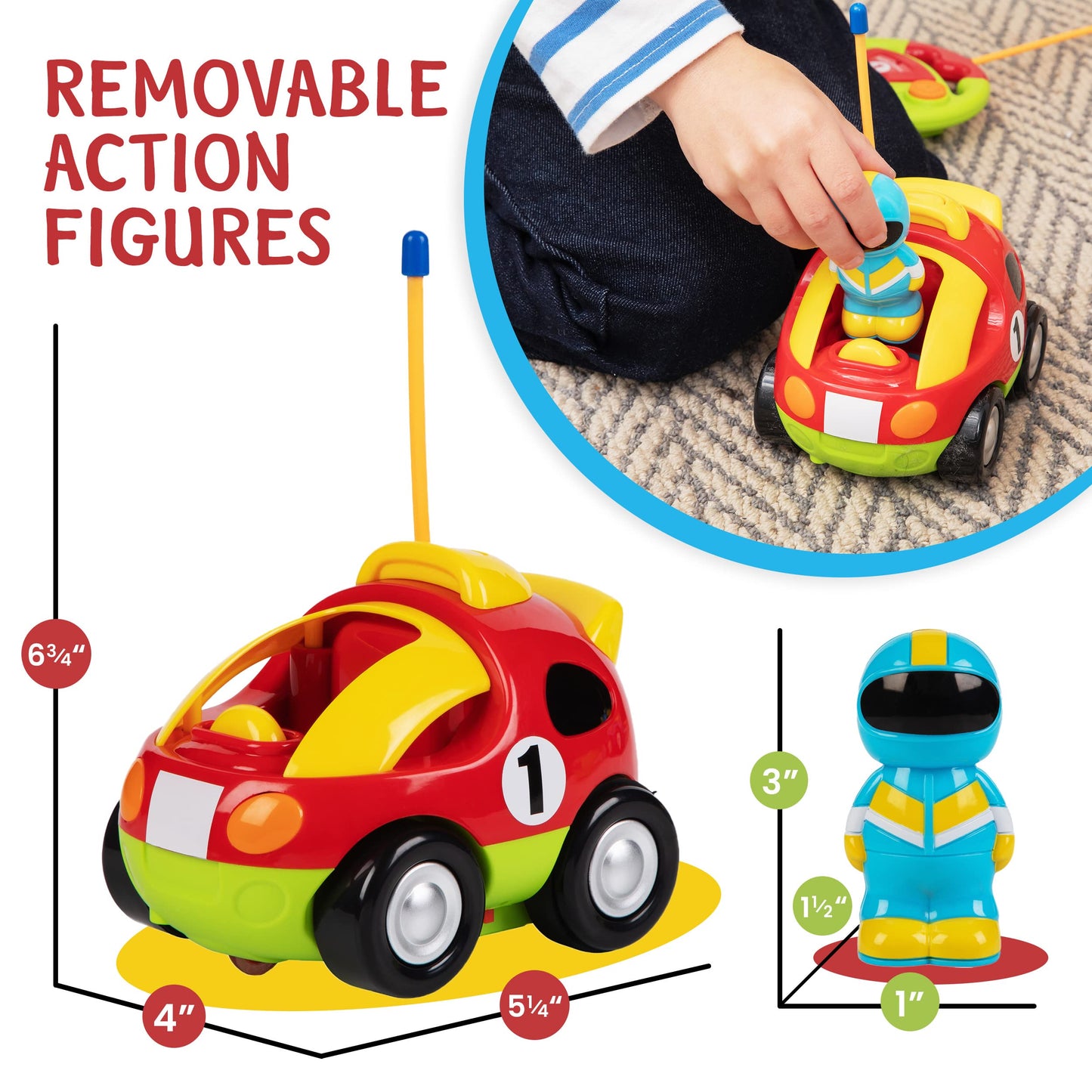 PREXTEX 2 Pack Cartoon Remote Control Cars - Police Car and Race Car for Toddlers - RC Cars for Kids with Different Frequencies