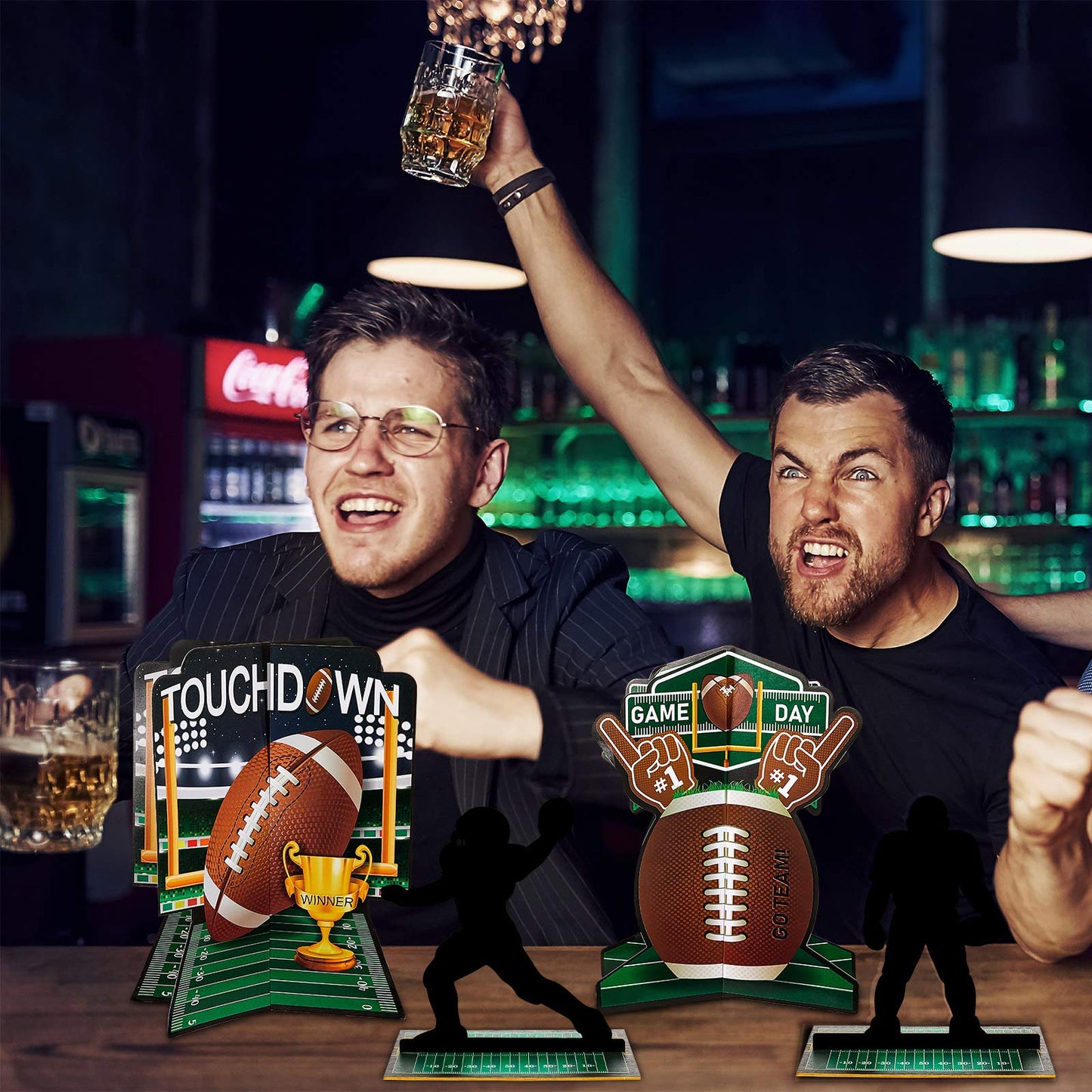 25 Pcs 3D Football Party Decorations Football Table Centerpieces Double-Sided Football Player Silhouette Centerpieces For Sports Game Day Party Tailgate Party Football Birthday Party Supplies