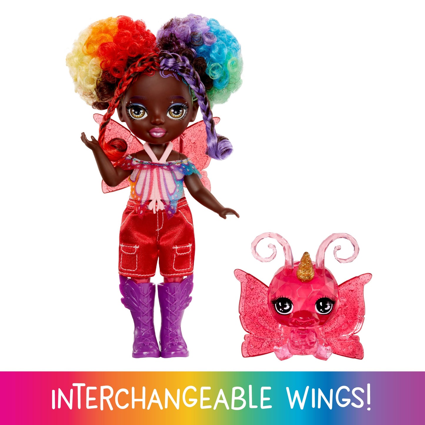 Rainbow High Littles Rainbow Fantasy Fairies + Pet - Astrid, Rainbow 5.5 Posable Small Doll & Fantasy Butterfly Pet With Interch