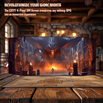 CZYY 4-Panel DM Screen - Black Cardboard Game Master Shield with Erasable Pockets for RPG & Dungeon Masters, Small Size, Style A