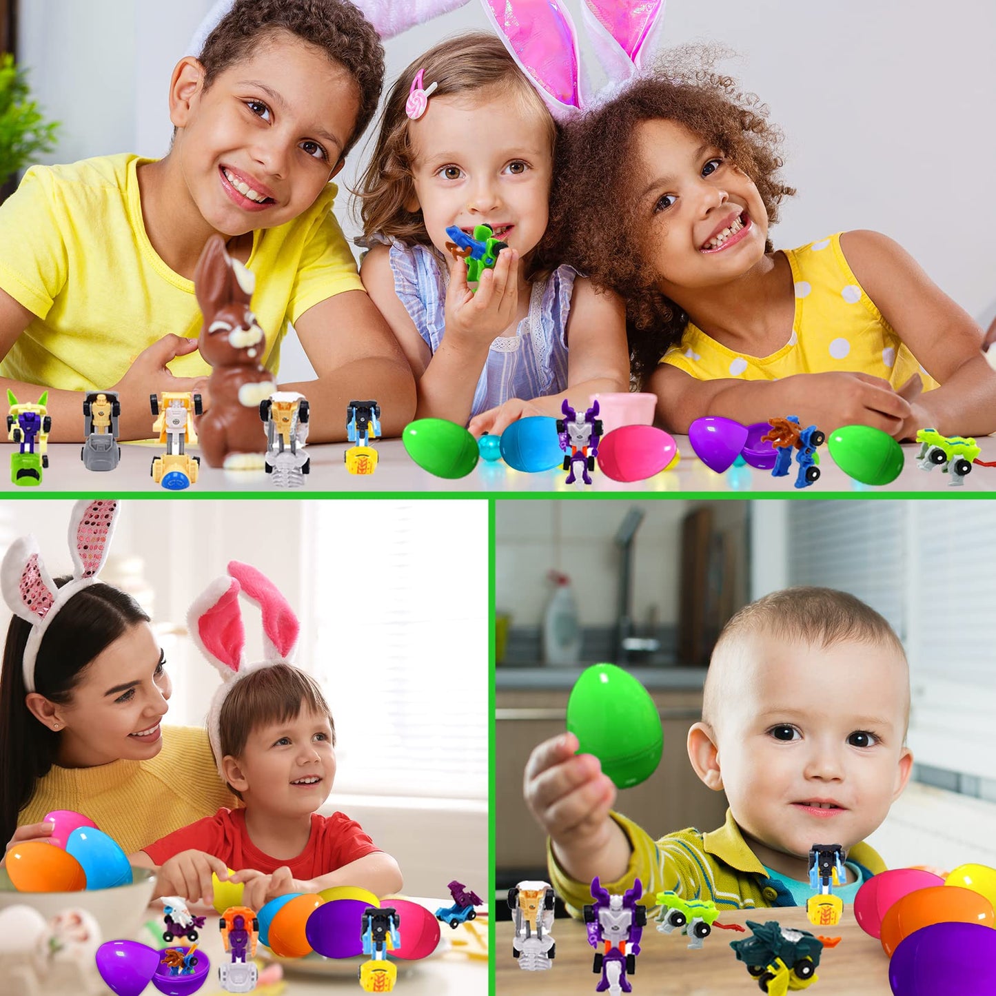 Nmks 72 Pcs Easter Egg Fillers With Transformer Toys Inside, Toys For Ages 5-7 4-8 8-13 Easter Basket Stuffers Fillers With Glow