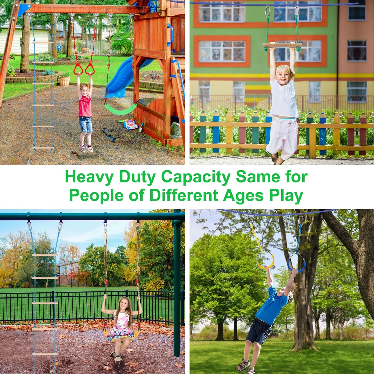 65Ft Ninja Warrior Obstacle Course For Kids With 12 Obstacle Course Accessories-Swings, Monkey Bars, Arm Trainers And More, Suit