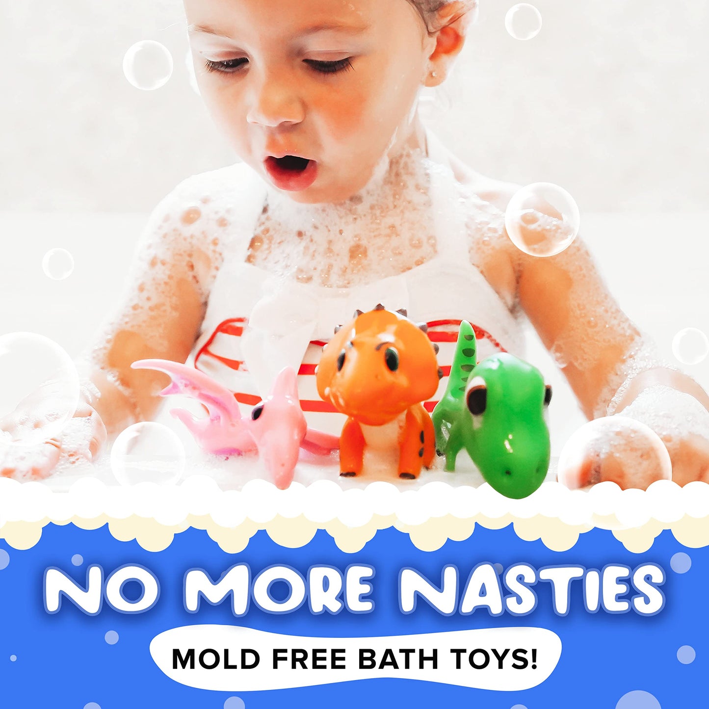 Splashez Mold Free Bath Toys For Babies & Toddlers, Dinosaur No Hole Bath Toys For Kids, Toddler Gift, No Mold Bathtub Water Dino Set For Kids, Pool, Bpa-Free, Fun, Infant Ages 1 3 6 12 18 Months