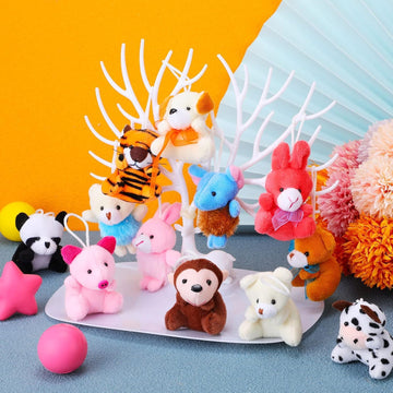Lmazepmq Mini Plush Animal Toy Set,Cute Animals Keychain Decoration For Kids,Goodie Bag Fillers, Basket Stuffers, School Prizes,