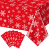Jectivs 6 Pieces Christmas Snowflake Plastic Party Tablecloth Decorations,White Snowflake Red Xmas Backdrop Sign Table Cover Ban