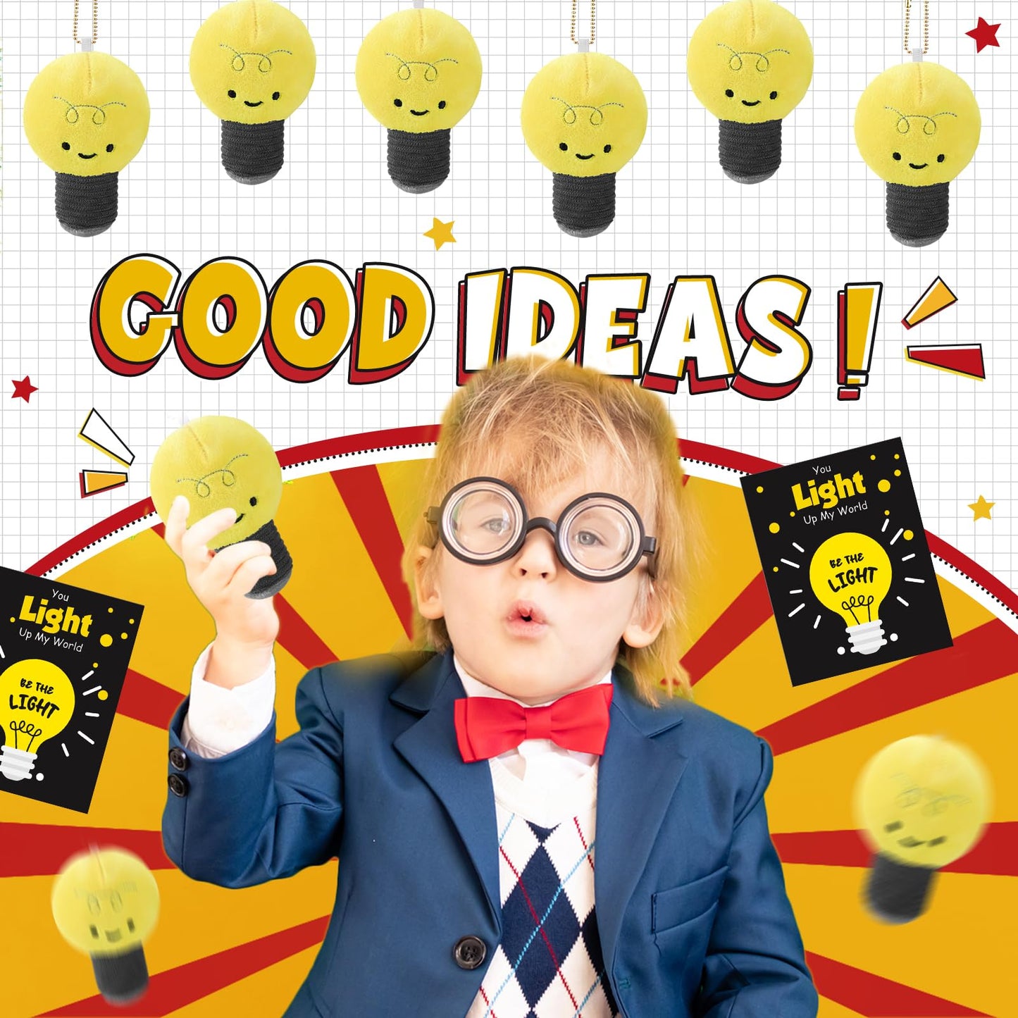 Gemscream Employee Appreciation Gifts Light Bulb Plush Toy Squeeze Stress Balls With 12 You Up My World Greeting Cards 12 Lights