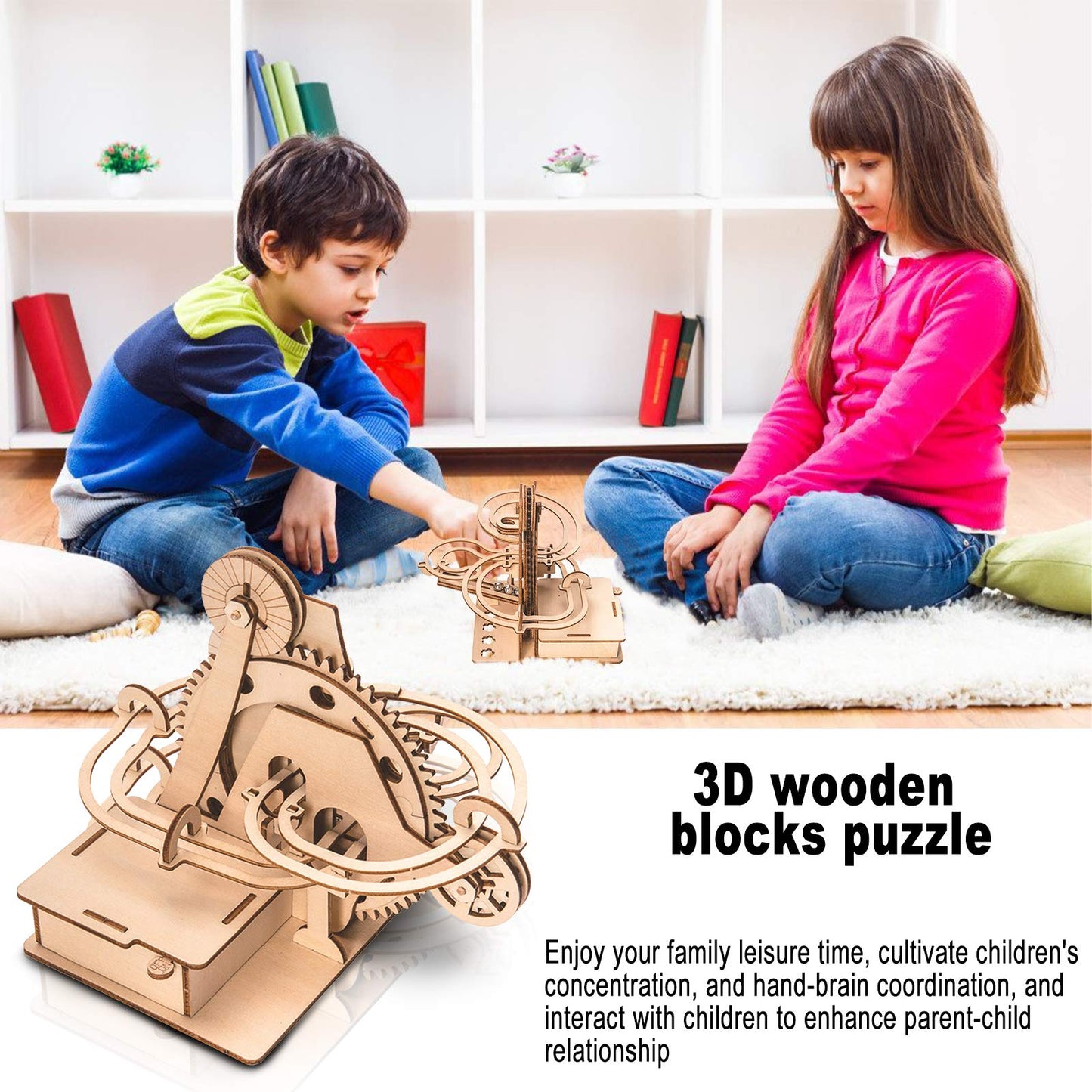 Marble Run 3D Wooden Puzzle For Adults And Teens,Diy Model Kit,Educational Jigsaw Puzzles Building Toys, Stem Projects Science Experiments Runs On Solar, Gift For Women/Kids Ages 8-10-12-14