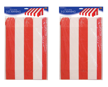 Beistle , 2 Piece 3-D Awning Wall Decorations, 24.75 x 8.75 (Red/White)