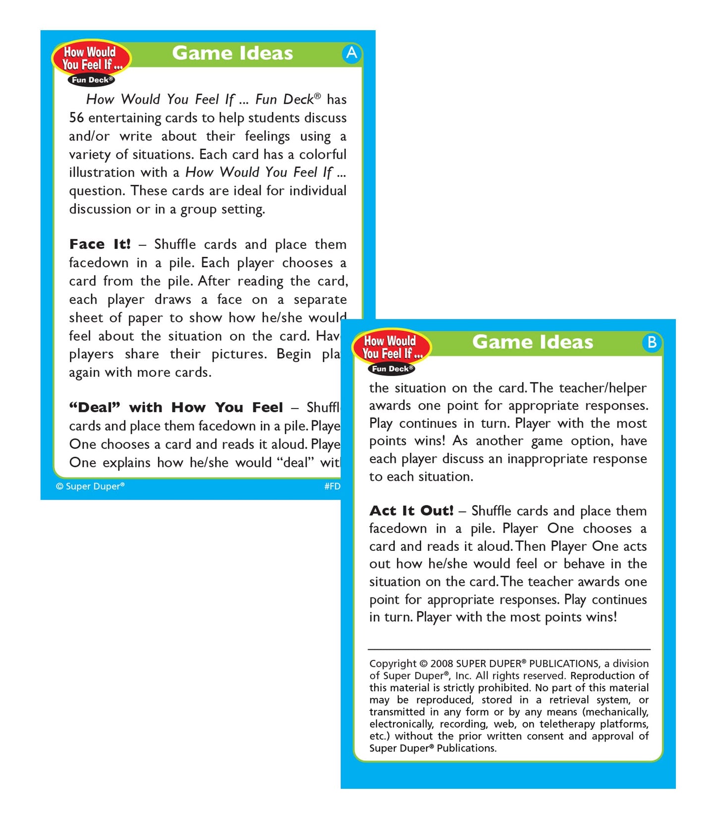 Super Duper Publications | How Would You Feel If Fun Deck | Understanding Feelings and Emotions Flash Cards | Educational Learni