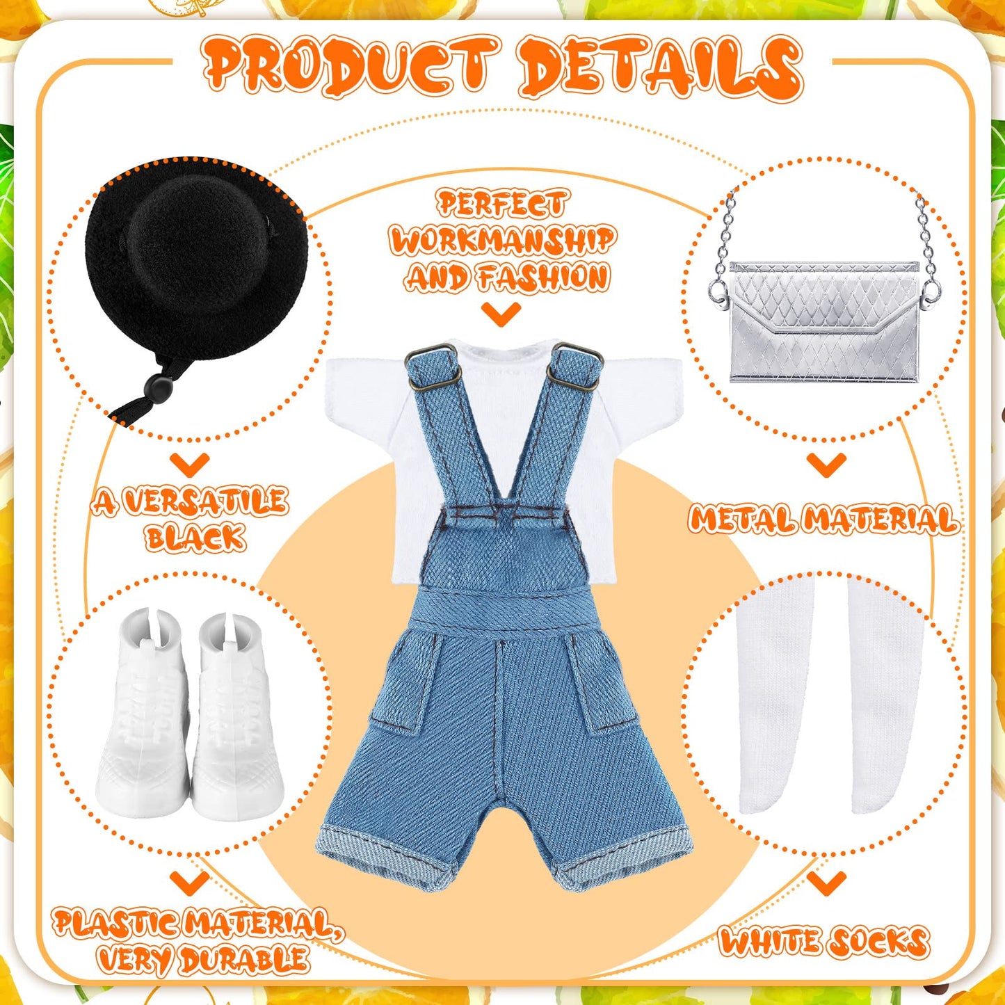 Geyoga Doll Clothes 12 Inch Doll Accessories Casual Wear Clothes Outfits With Shoes Socks Hat Bag Top Jumpsuit Set Gift(Light)