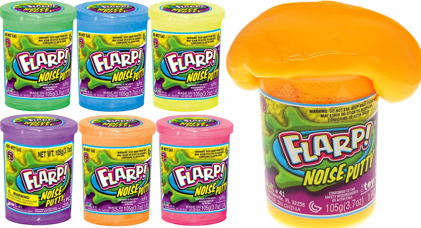 Ja-Ru Flarp Noise Putty (6 Toys) Fidget Toy Putty Passing Gas Sound Noise Maker Slime. Pranking Toy For Kids. Colored Scented Putty. Bulk Party Favor. Plus Sticker 10041-6S