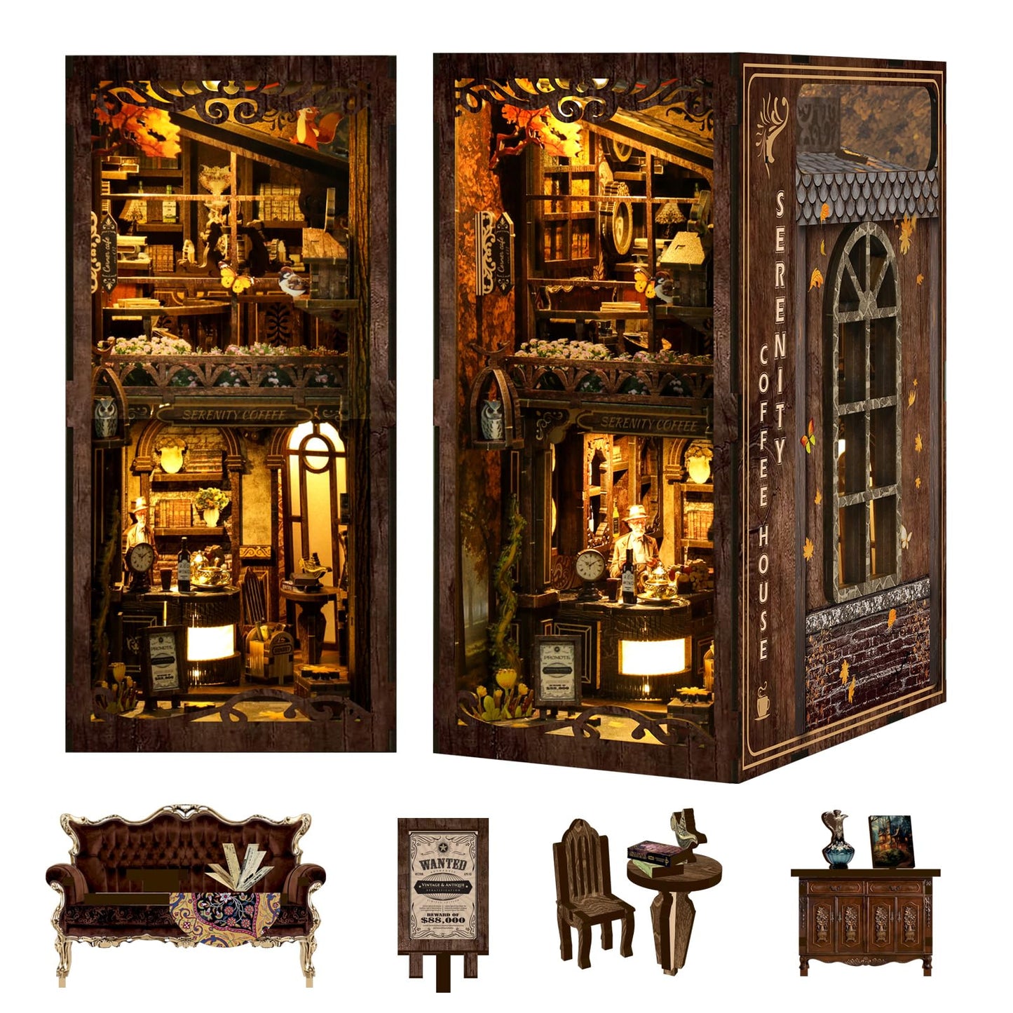Diy Book Nook Kit For Adults And Teens, Diy Wooden Miniature Tiny House Dollhouse Kit, Diy Miniature House Kit For Bookshelf Dec