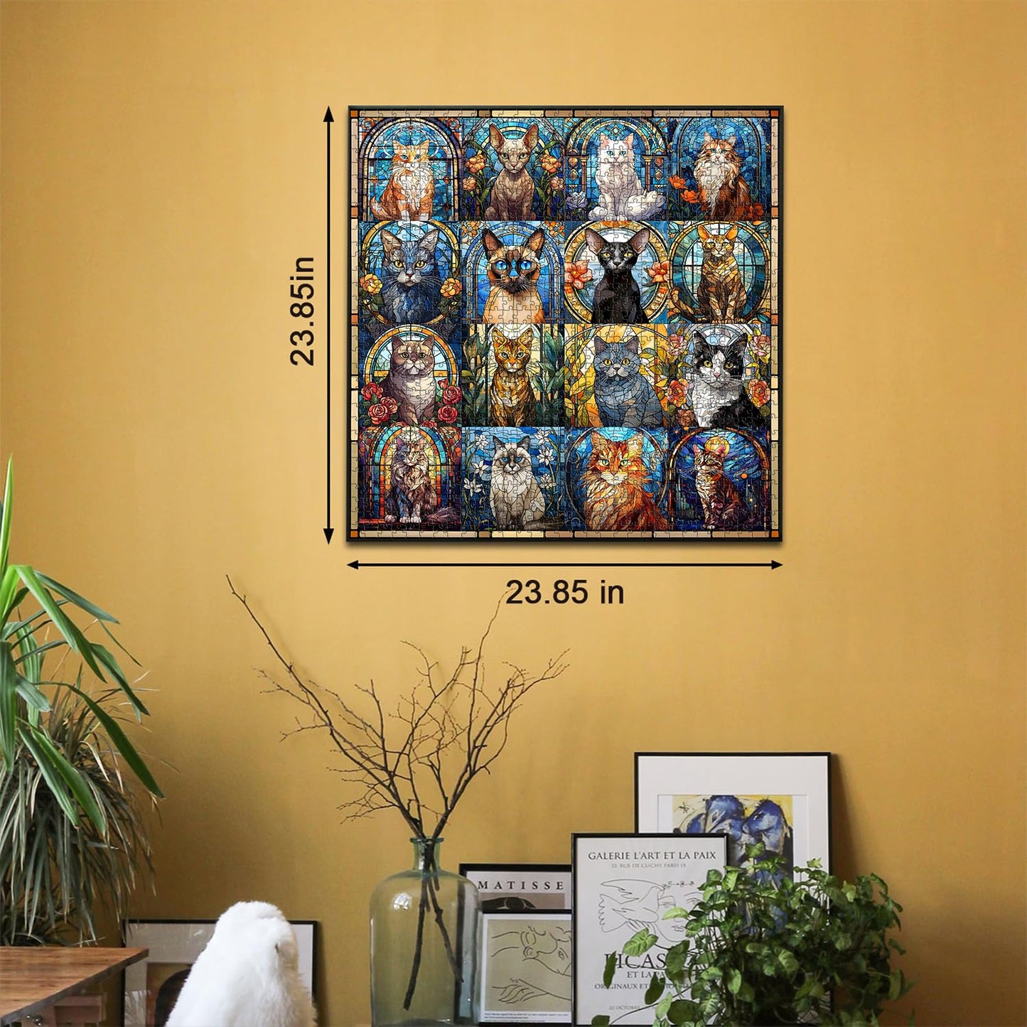 Stained Glass Puzzle Cat Puzzles For Adults 1000 Pieces, Colorful Kitty Kitten Collage Puzzles 1000 Pieces, Hard Difficult Impossible Challenging Jigsaw Puzzles For Adults