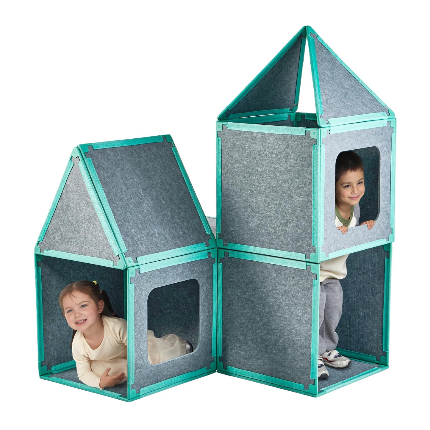 20-Piece Magnetic Fort Building Kit for Kids - Giant Modular Playhouse Panels, STEM Construction Toy for Creative Indoor Play, A