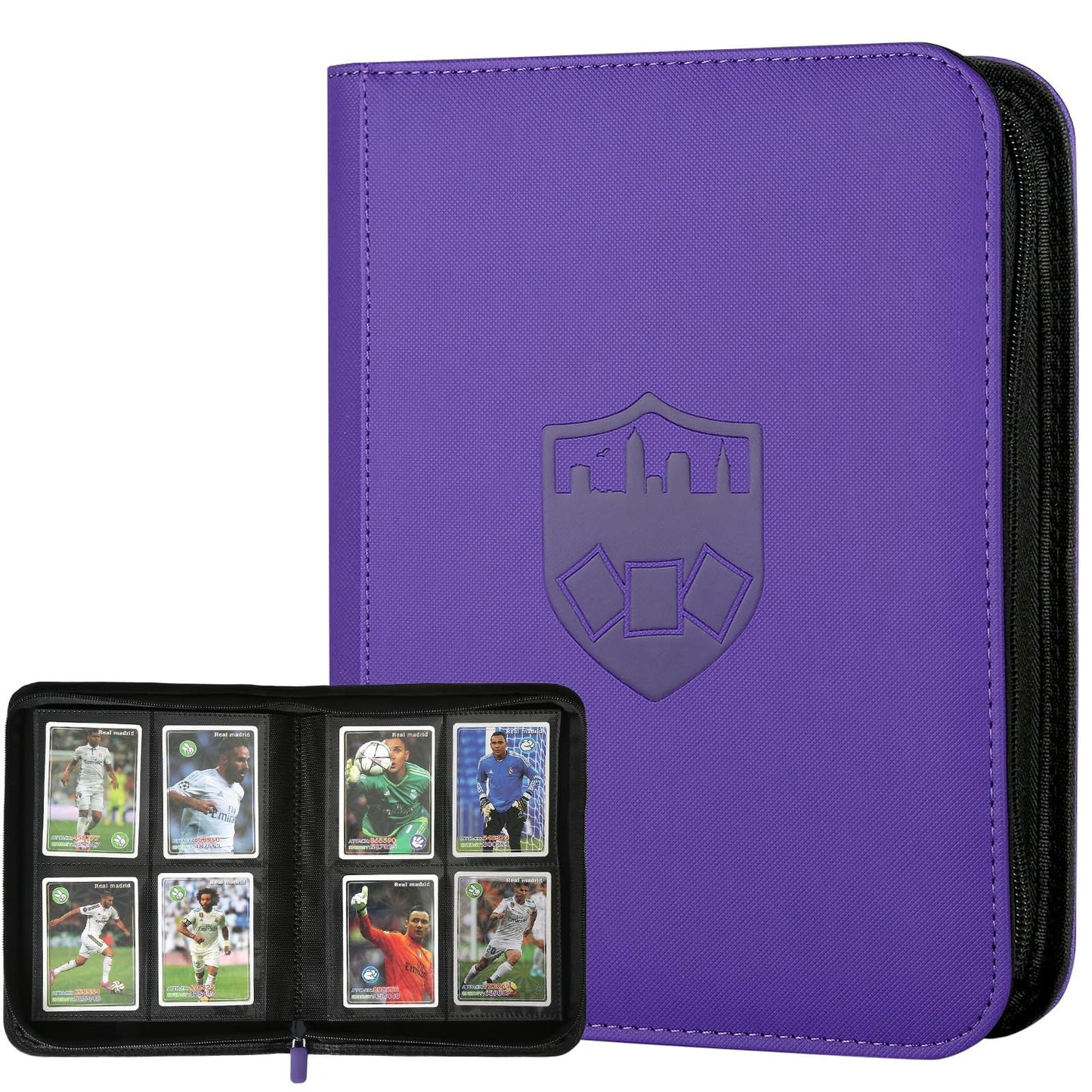 Trading Card Binder 4 Pocket GERMUN PU Cover Card Binder for 160 Cards enhanced Trading Card Holder Folders Double Sided Pocket Card Album for MTG TCG (Purple)