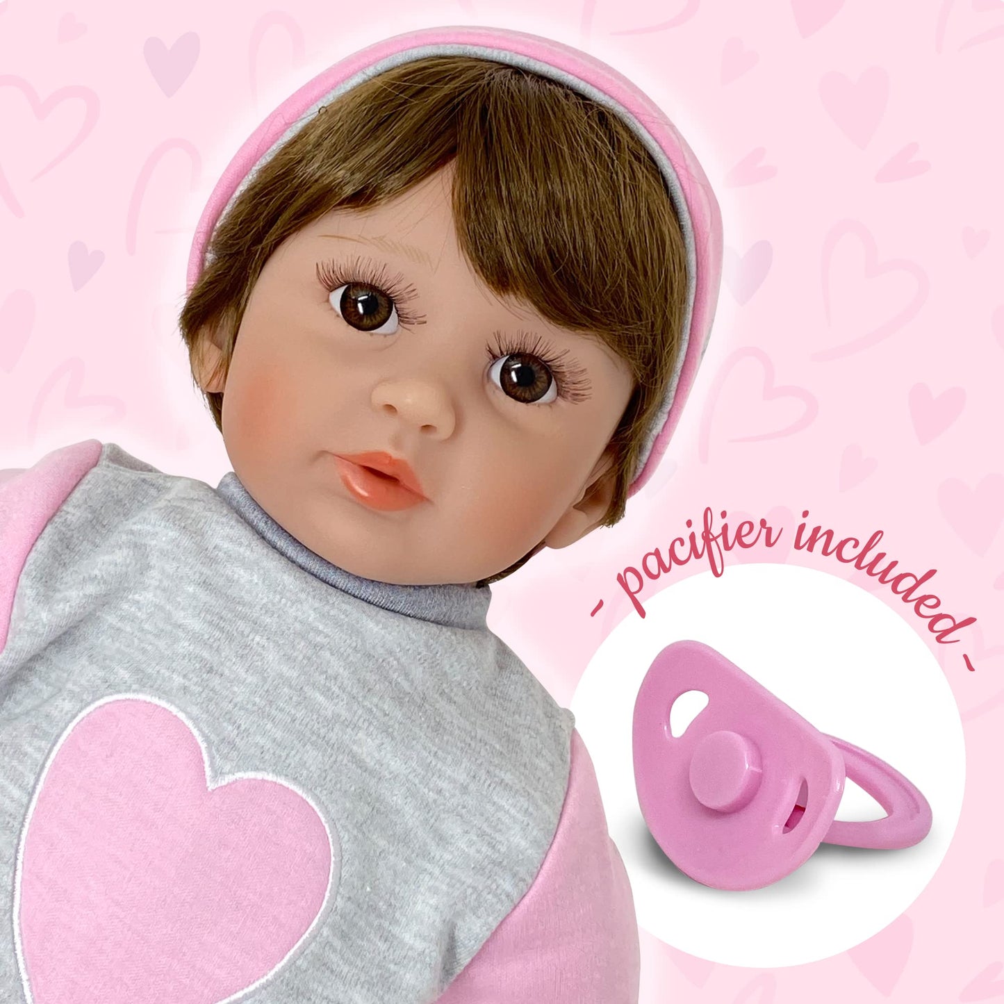 22' Baby Doll | Reborn Realistic Baby Doll That Looks Real | Weighted Soft Newborn Silicone Baby Doll Gift Set With Swaddle Blanket, Pacifier Toy, Play Bottle & Birth Certificate