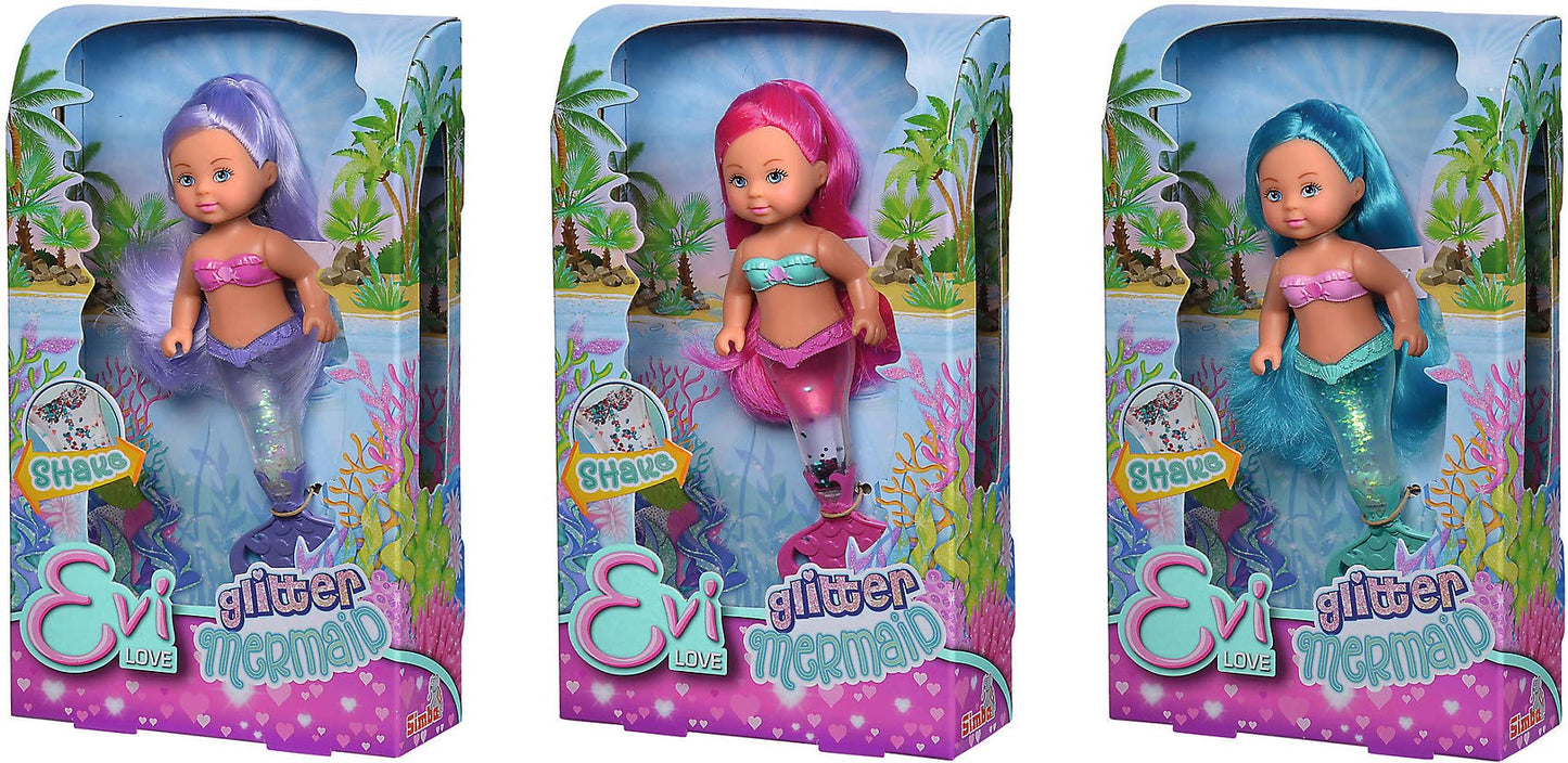 Simba 105733482 - Evi Love Glitter Mermaid Doll With Tail Fin That Glitters When Shake, Only One Item Will Be Delivered