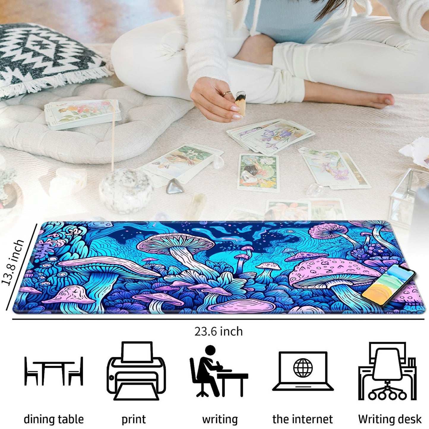 Fascinating Mushroom For Mtg & Tcg Playmat Mouse Pad,Bfdhgqzc 24'' X 14'' Game Mat For Mtg/Rpg/Ccg Trading Card Game Playmats Ta