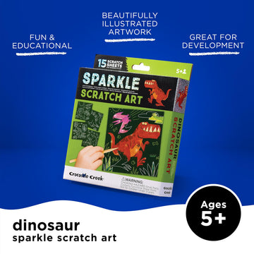 CROCODILE CREEK Dinosaur Sparkle Scratch Art 6 Piece Set, 1 EA