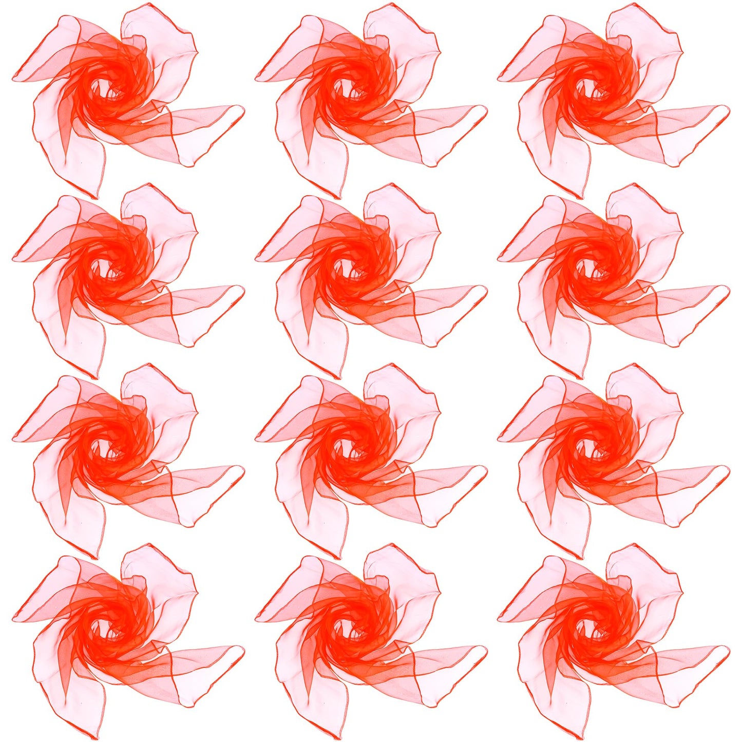 Jmkcoz 12Pcs Square Juggling Silk Dance Scarves Magic Tricks Performance Props Accessories Movement Scarves Rhythm Band Scarf 24 By 24 Inches (Red)