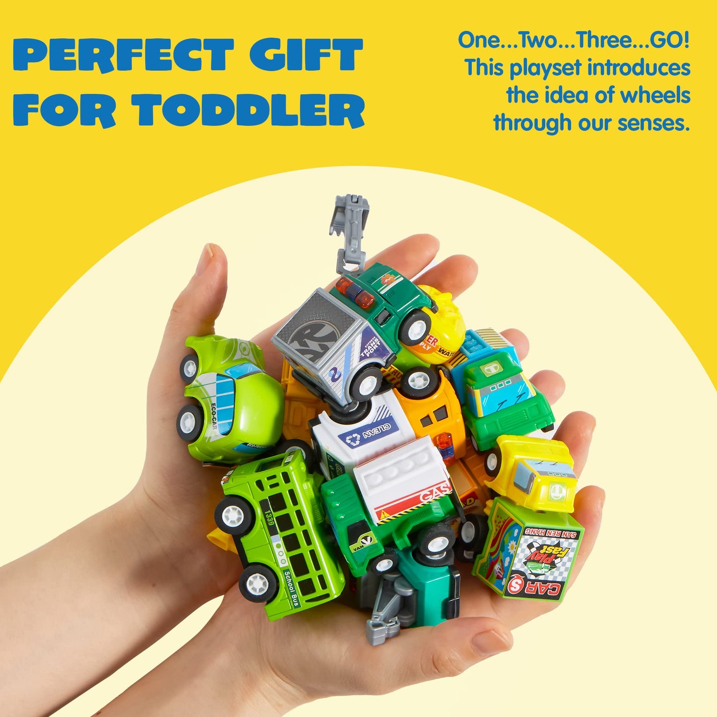 JOYIN 25 Pieces Pull Back Cars and Trucks Toy Vehicles Set for Toddlers, Girls and Boys Kids Play Set, Die-Cast Car Set, Kids Pa