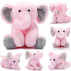 5 Pcs Plush Elephant Stuffed Animals With Babies, Mommy Elephant With 4 Plush Baby Soft Plush Elephants Animals Playset For Party Supplies, Favors, Decorations, Stocking Stuffers (Gray Pink)