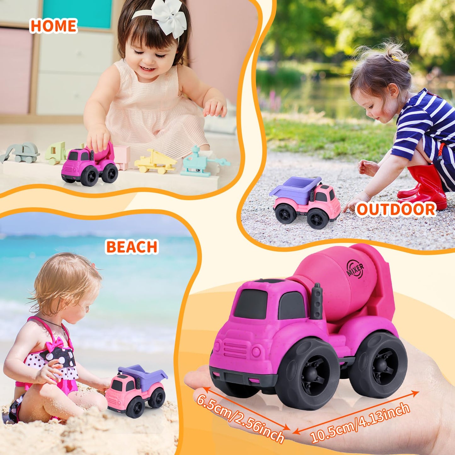 UOYLEYVN Red Toddler Toys - Dump Truck & Mixer Cement, BPA & Phthalates Free, Ideal for 1-3 Year Old Girls, Perfect Christmas/Birthday Gift