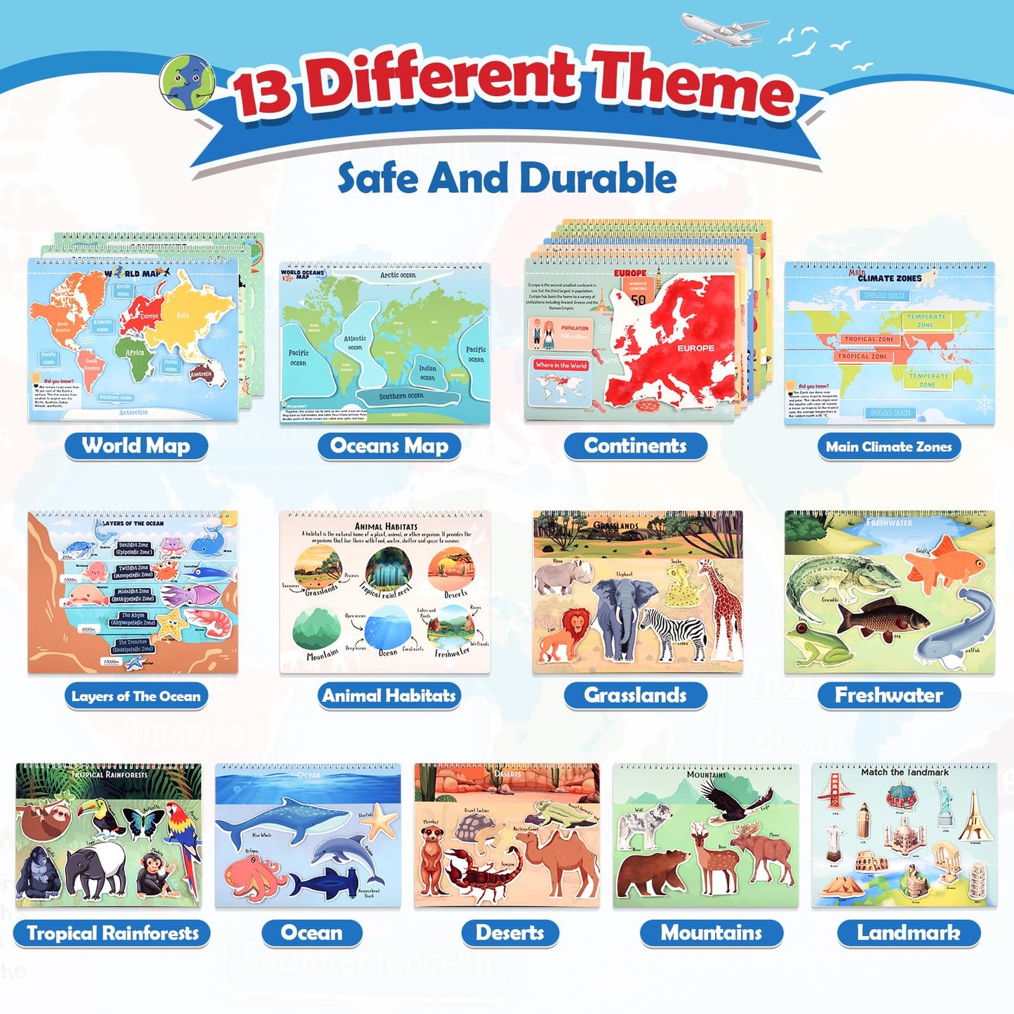 WethCorp Geography Busy Book - Sensory Educational Toy for Kids 3-8, Perfect for Homeschool & Birthday Gifts, Ages 5-7