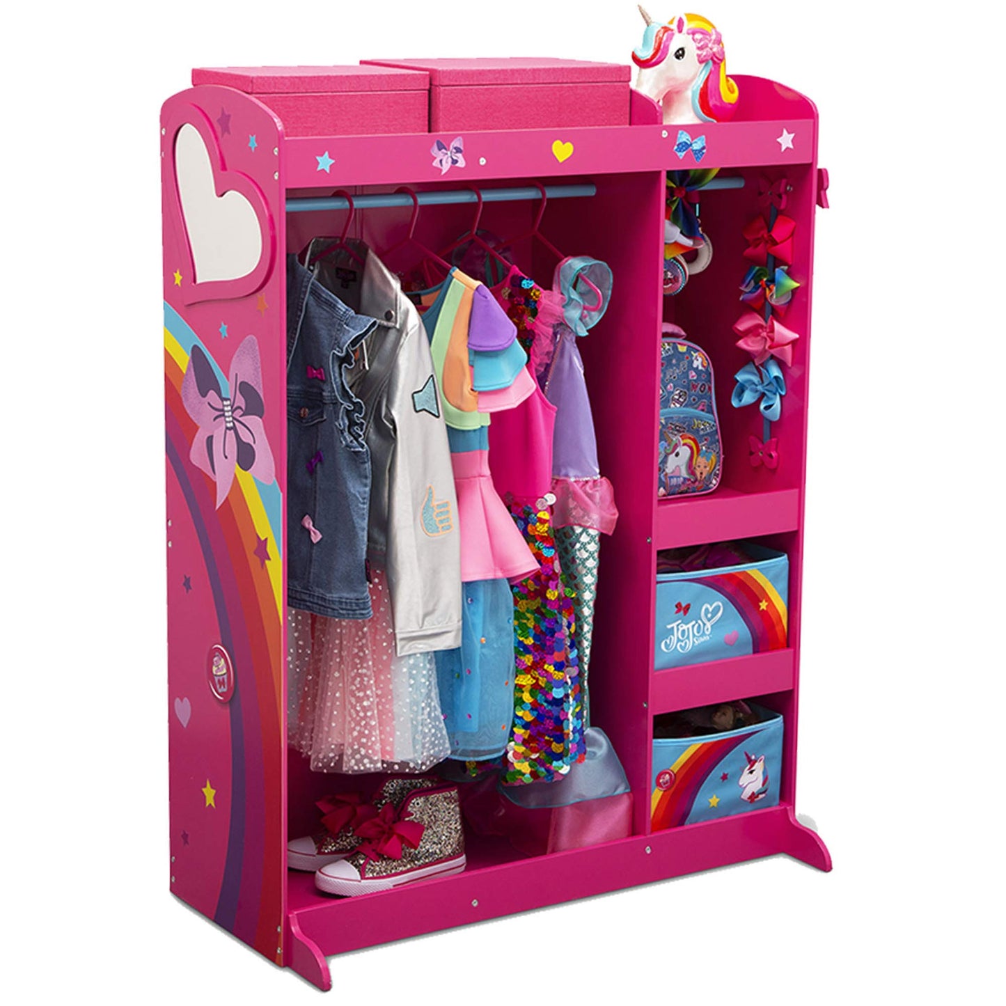 Jojo Siwa Dress And Play Boutique By Delta Children - Pretend Play Costume Storage Wardrobe For Kids With Mirror & Shelves