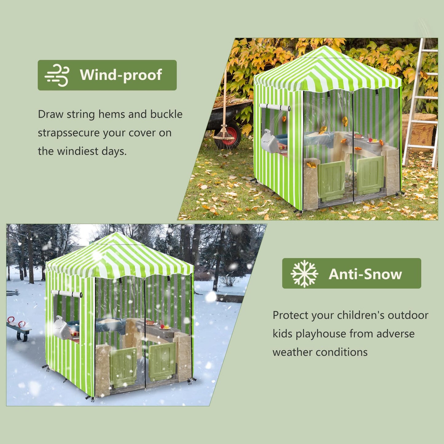 Hadisi Outdoor Kids Playhouse Cover,With Transparent Pvc Doors And Windows Waterproof Cover Suitable For Multiple Brands With Th