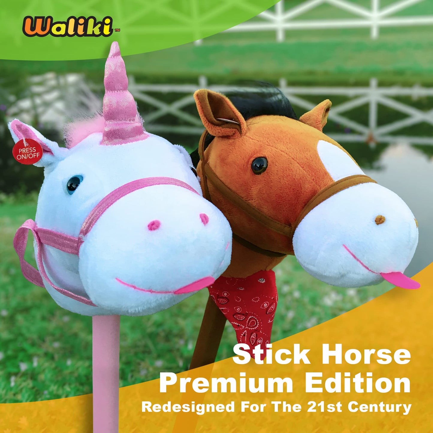 Waliki Toys Stick Horse (Plush, For Kids And Toddlers) Gift For 2 + Year Old Boy Birthday (Brown)