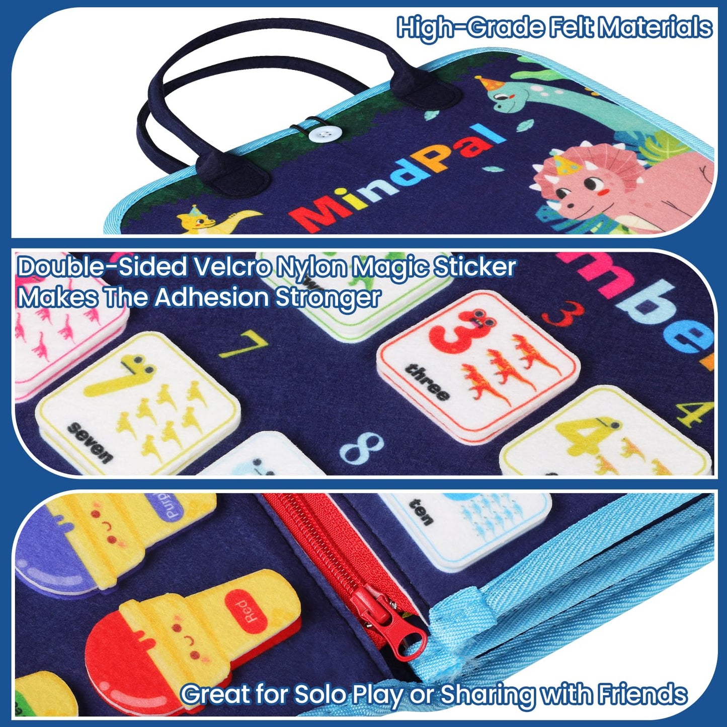 Mindpal Busy Board, Montessori Toy For Over 3 Year Old, Toddlers Educational Activity Developing Sensory Board For Fine Basic Dr