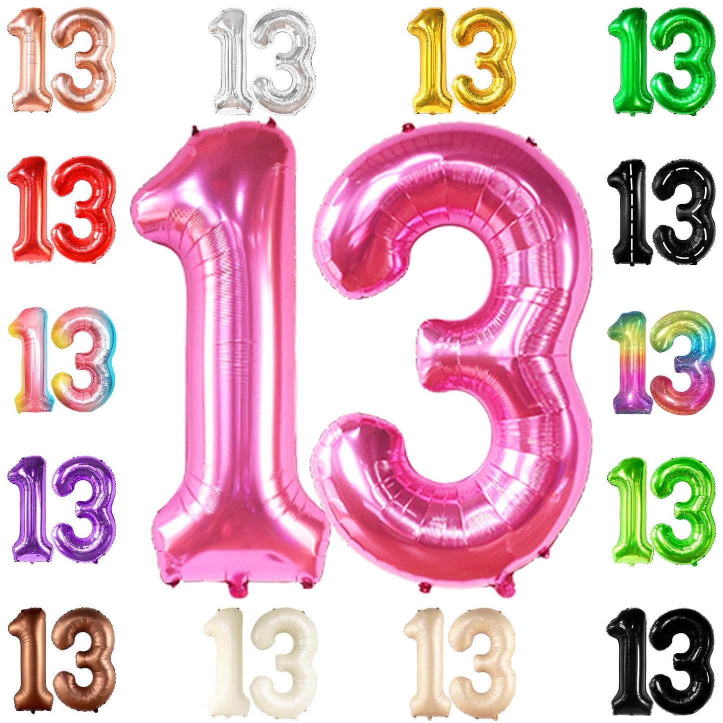 Katchon, Hot Pink 13 Balloon Numbers - Giant, 40 Inch | Hot Pink 13Th Birthday Balloons For Girls | 13Th Birthday Decorations For Girls | Hot Pink Number 13 Balloons | Hot Pink 13 Birthday Decorations