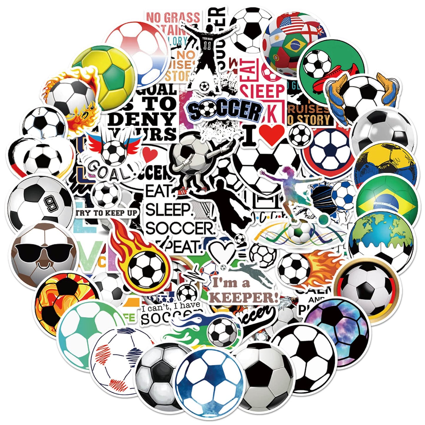 100Pcs Soccer Stickers For Scrapbooking, Motivational Vinyl Waterproof Stickers For Water Bottles, Luggage, Teaching Incentives,